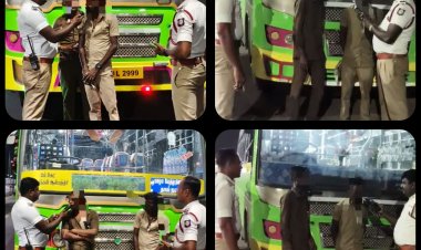 தூத்துக்குடி மாவட்ட காவல் துறை - நகர போக்குவரத்து காவல் - குடிபோதையில் அபாயகரமாக ஓட்டி வரப்பட்ட இரண்டு மினிபேருந்துகள் பறிமுதல் - தலா ரூ.15000 அபராதம் - ஓட்டுநர் உரிமம் ரத்து - நடத்துநர்கள் மீதும் குடிபோதை வழக்கு*