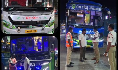 தூத்துக்குடி மாவட்ட காவல் துறை - நகர போக்குவரத்து காவல் - குடிபோதையில் அபாயகரமாக ஓட்டி வரப்பட்ட மூன்று தனியார் ஆம்னி பேருந்து ஓட்டுநர்கள் மீது தலா ரூ.15000 அபராதம் - ஓட்டுநர் உரிமம் ரத்து