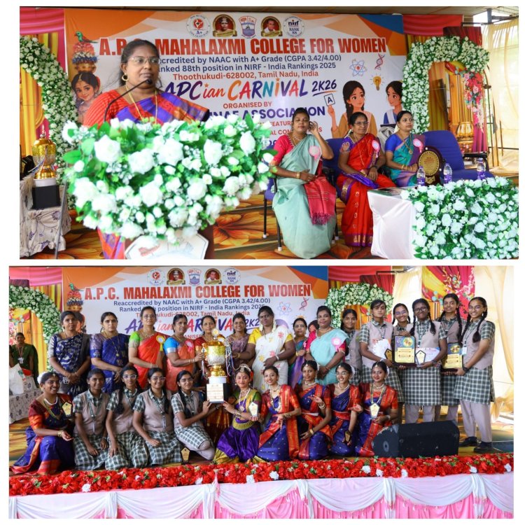 A.P.C. Mahalakshmi College for Women Hosted District-Level Inter-school event featuring Maha Quiz contest and Cultural Competitions ( APCIAN CARNIVAL 2K26) at Thoothukudi on August 7, 2026.