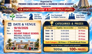 தூத்துக்குடியில் முதல் முறையாக மாநில அளவிலான சிறுவர் செஸ் போட்டி!*
