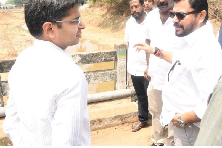 வெள்ளத்தடுப்பு திட்டப் பணிகளை மீன்வளம் மற்றும் மீனவர் நலத்துறை அமைச்சர் ஆ.ஸ்ரீநாத் நேரில் பார்வையிட்டு ஆய்வு